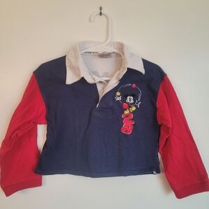 Disney Kids Long Sleeve Polo Shirt - Navy and Red